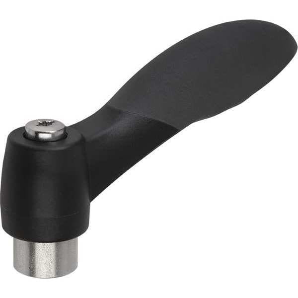 Kipp Adjustable Handle, Soft Touch, Size: 3 M10, Plastic Black RAL 7021, Comp: Stainless Steel - K0126.31001