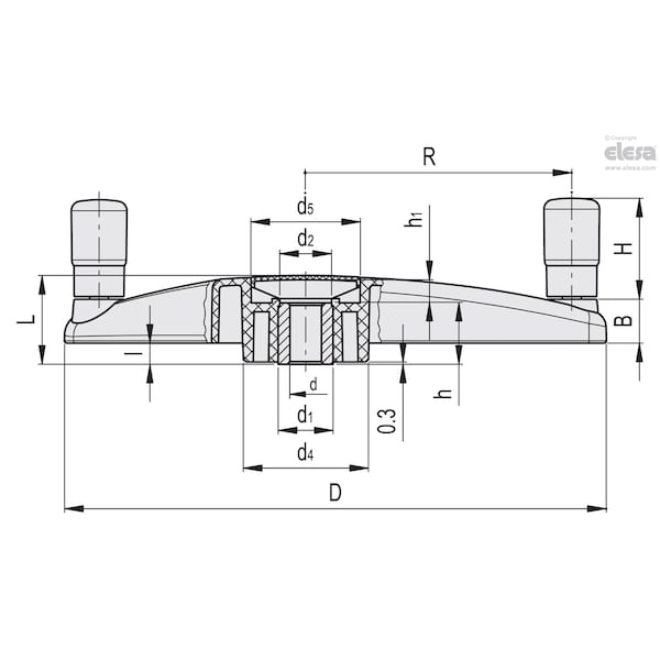 Elesa Three-arm handwheel, ETK.400+I.631 A-20-C4 - ETK.