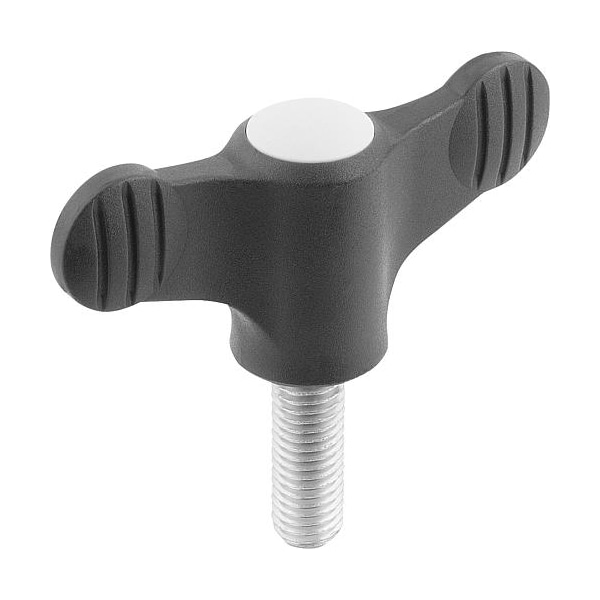 Kipp Wing Grip D=M08X20 A=75, H=35, 6, Form: L, Plastic Black, Comp: Steel, Blue-Passivated - K0274.2085X20