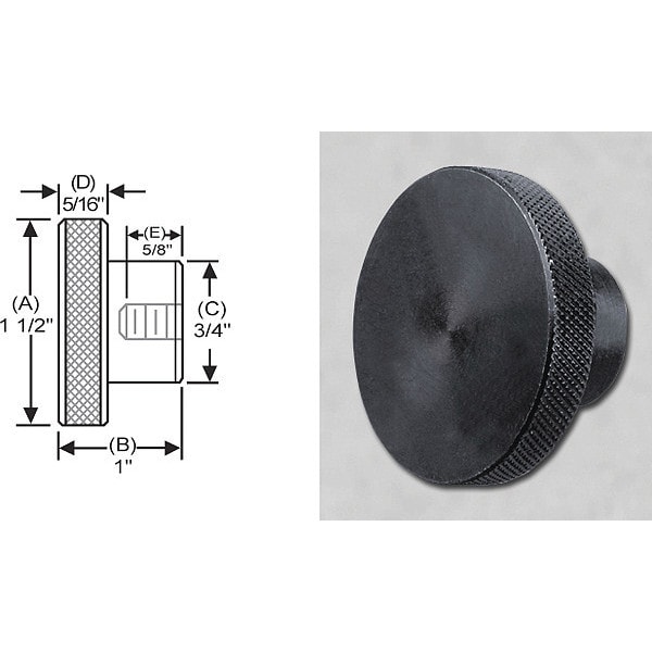 S & W Manufacturing Knrl Ctrl Knob Tap, Stl, 3/8-16", 1.5" dia. - SKT-026