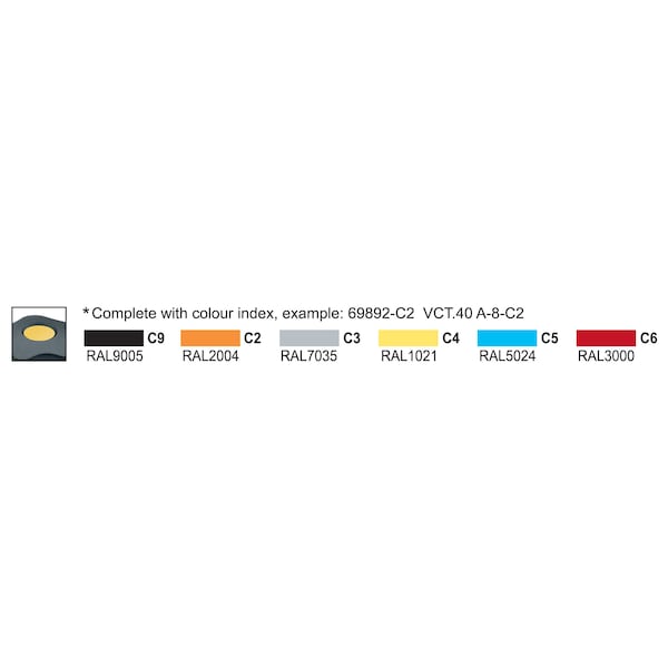Elesa Zinc-plated steel threaded stud, with cap, VCT.40 p-M8x50-C9 - VCT-P