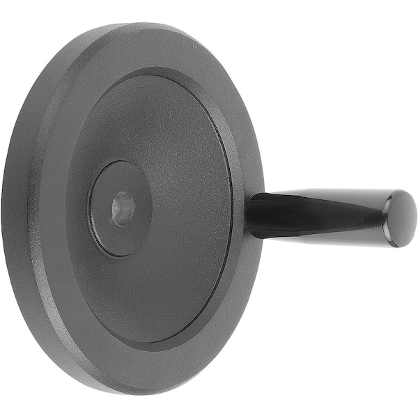 Kipp Disc Handwheel D1=140 Reamed Hole D2=15H7 Aluminum, Black Powder, Comp:Thermoset, Revolving Grip - K0161.41140X15