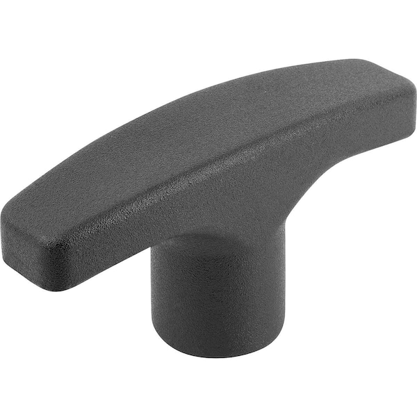 Kipp T-Grip D=M10, A=80, B=26, H=39, 5, Form:K Thermoplastic, Black, Comp:Brass - K0180.18010