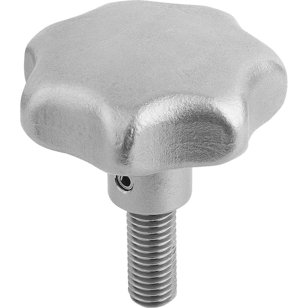 Kipp Star Grip, Form:L To DIN6336 1/4-20X20, D1=32, H=21, Stainless Steel Blasted, Comp:Stainless Steel - K0150.632A23X20