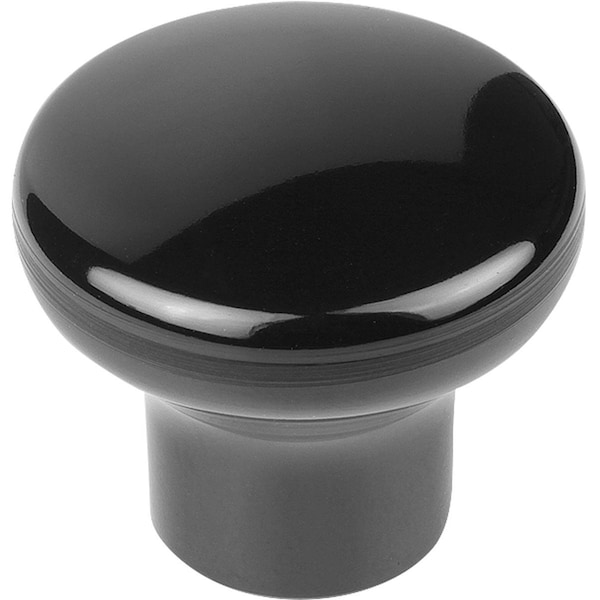 Kipp Mushroom Knob Polished D=M08 D1=33 Thermoset, Black, Comp:Free-Cutting Steel, Comp:Blue-Passivated - K1288.3308