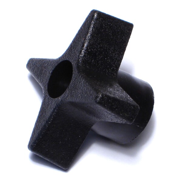 Midwest Fastener 8mm-1.25 x 45mm Black Plastic Coarse Thread 4-Prong Thru-Hole Knobs 4PK - 78184