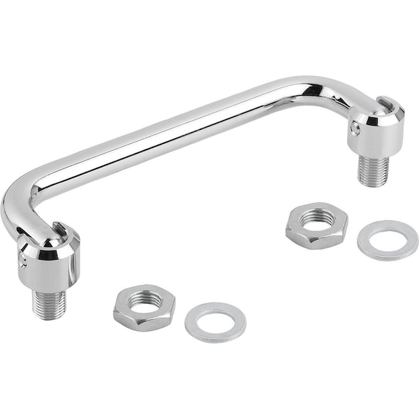 Kipp Pull Handle Fold-Down L=138 Steel, High-Gloss Chromed, A=120, D=M10X1 - K0218.1201