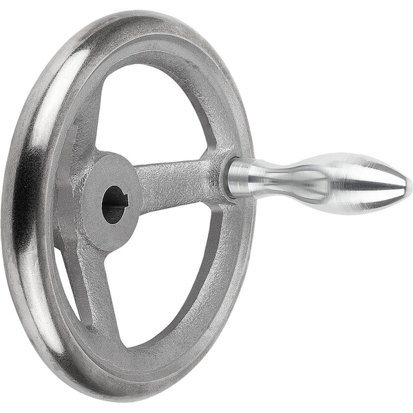 Kipp Handwheel DIN950, D1=140 Reamed W Slot D2=14H7, B3=5, T=16, 3, Cast Iron, Comp:Steel, Machine Handle - K0671.3140X14