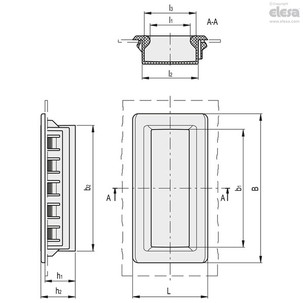 Elesa Bi-directional flush pull handles, ERB.115-PF-AE-V0-C1 - ERB-PF-AE-V0