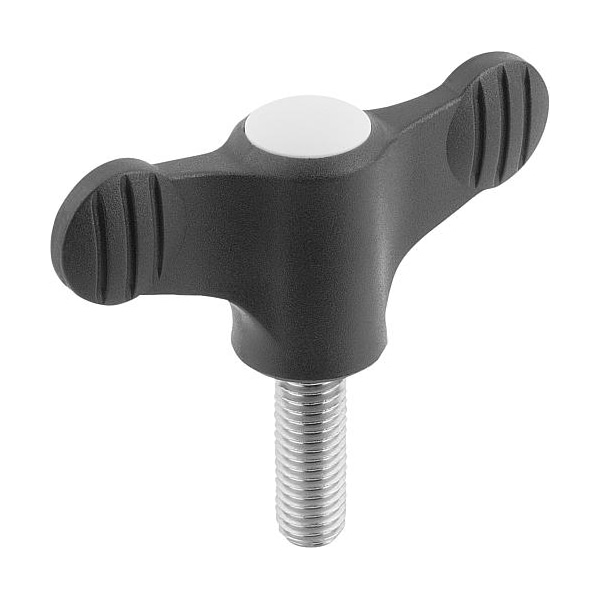 Kipp Wing Grip D=M06X40 A=38, H=18, Form: L, Plastic Black, Comp: Stainless Steel 1.4305 - K0274.09065X40