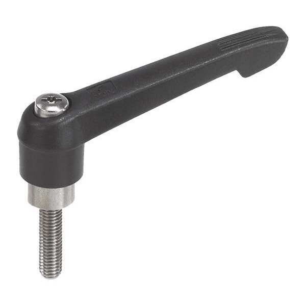 Kipp Adjustable Handle Size: 5 5/8-11X40, Plastic Black RAL 7021, Comp: Stainless Steel - K0270.5A61X40