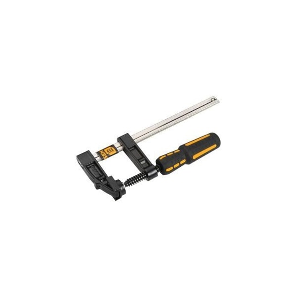 Tolsen 4 3/4x 20 F Clamp Nickel Plated Bar, Black Finished Thread Bar, Two-Component Plastic Handle - 10191