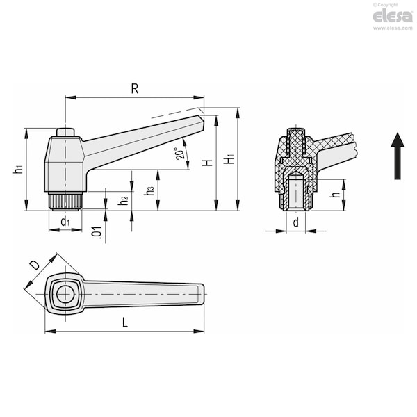 Elesa Brass boss, threaded hole, MRX.40 B-10-24 - MRX-B (INCH SIZES)