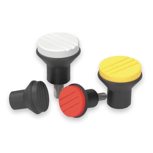 Kipp Mushroom Knob, Thermoplastic, Size: 3, D= 5/16-18, D1= 33, Comp: Steel, Cap: Black - K0251.A3