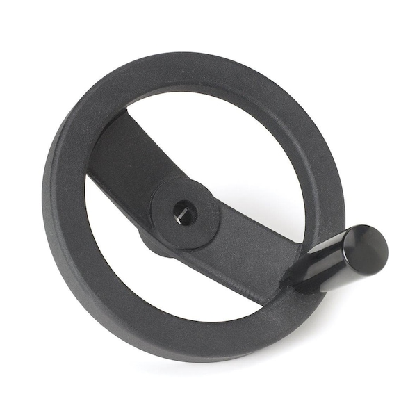 Morton 5" Aluminum Handwheel with Fold-Away Revolving Handle, 3/8" Bore, Black Powder Coated - HW-51A