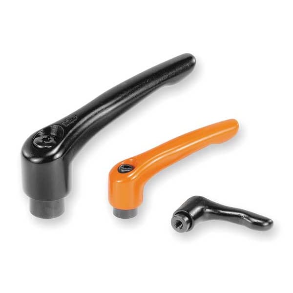 Kipp Adjustable Handle, Modern Design, Sz. 3, M10, Die Cast Zinc Black Satin, Comp: Steel - K0122.3101
