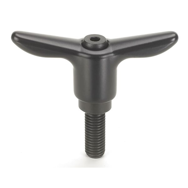 Morton Adjustable Handle, T-Handle Design, Plastic Handle, 5/16"-18 x 1.26" Steel External Thread, 2.56" Handle Diameter - THP-3039
