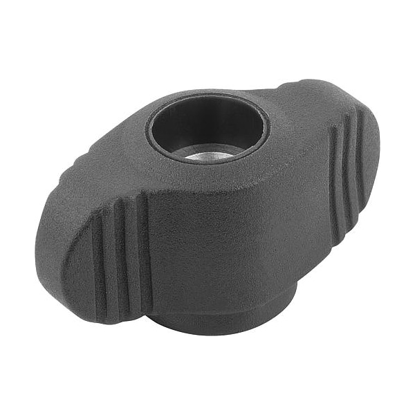 Kipp Wing Grip, Mini, D=M04 Tapped Through Thread, A=28, H=14, 3, Form: D, Thermoplastic Black - K0658.10004