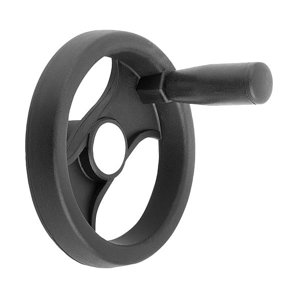 Kipp 2-Spoke Handwheel, PA Plastic, Steel Bushing, Diameter D1= 159 mm, Bore D2= 0.625", Revolving Grip - K0725.4160XCQ