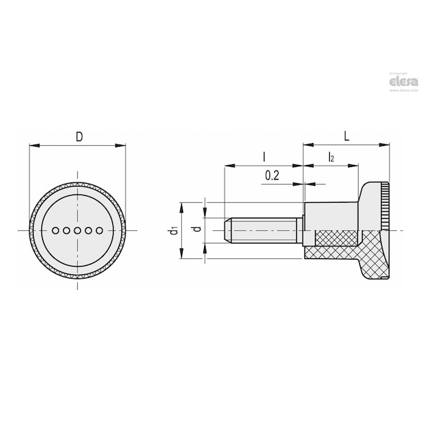 Elesa Threaded stud, EKK.25-p M8x20-C1 - EKK-P