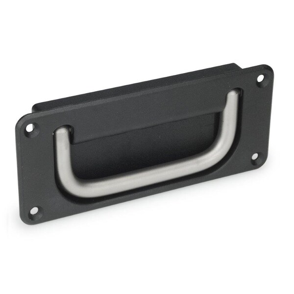 J.W. Winco Recessed Folding Pull Handle, Black, SS - 425.8-120-NI-SW-B