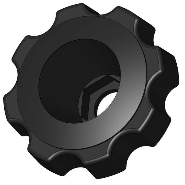 Innovative Components Snap Lock Fluted Knob, 3/8" Thread Size, 2-3/8" Dia. - GNH3-HEXF6-----