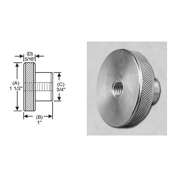 S & W Manufacturing Knrl Knob Tap Thru, SS, 3/8-16", 1.5" dia. - WTRT-026