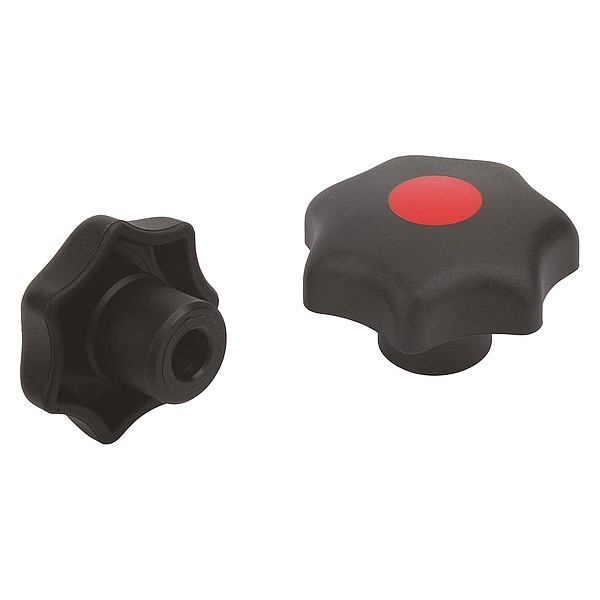 Kipp Star Grip, DIN 6336 Similar, D=12, D1= 63, Drilled Through, Entirely Plastic, Black, Cap: Gray - K0155.3125