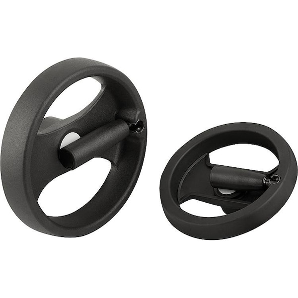 Kipp Handwheel, 2-spoke plastic, Dia. 159, bore 14, key 5 mm. Folding grip. - K0725.7160X14
