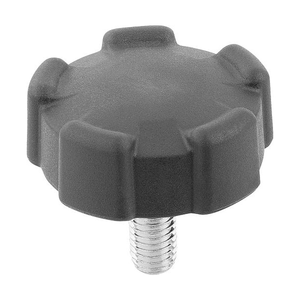 Kipp Five lobe knob, plastic, external thread M08 x 16 mm, OD 40 mm. - K0276.400816