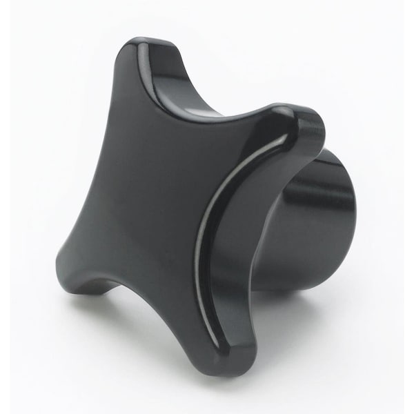Morton Black Plastic Four Prong Hand Knob with M5 Thread, 25mm Diameter, Plated Steel Insert - PHK-351