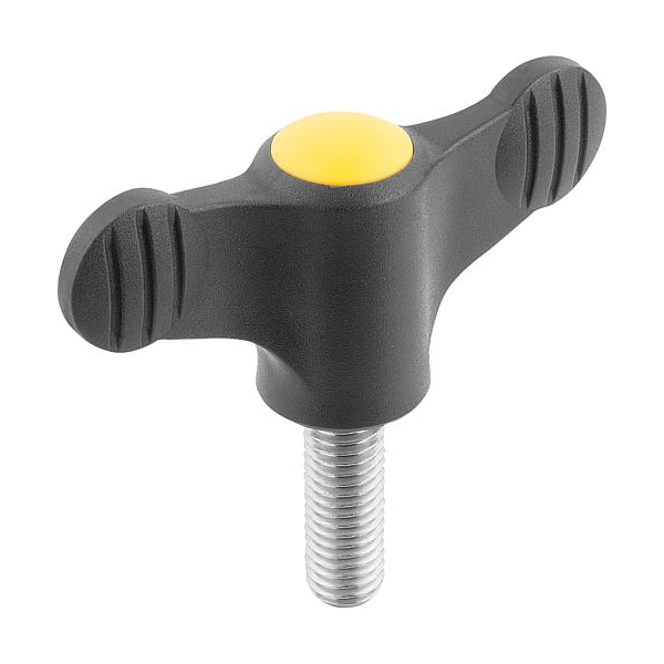 Kipp Wing Grip D=M05X15 A=50, H=24, Form: L, Plastic Black, Comp: Stainless Steel 1.4305 - K0274.01057X15