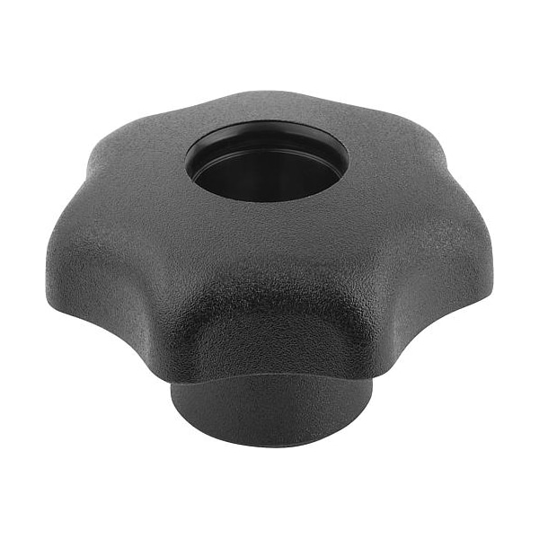 Kipp Star Grip, DIN 6336 Similar, D=M05, D1= 25, Steel, Tapped Through, No Cap, Black Plastic - K0155.505
