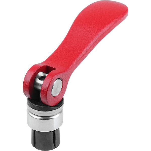 Kipp Cam Lever With Mandrel Collet Size:9, D=10, Aluminum Red Plastic-Coated, Comp:Steel - K1500.1004