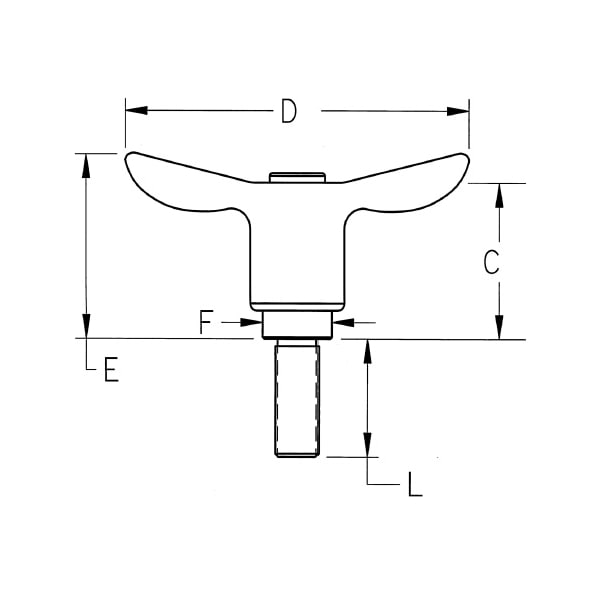 Morton Adjustable Handle, T-Handle Design, Plastic Handle, 1/4"-20 x 1.57" Steel External Thread, 1.98" Handle Diameter - THP-3038