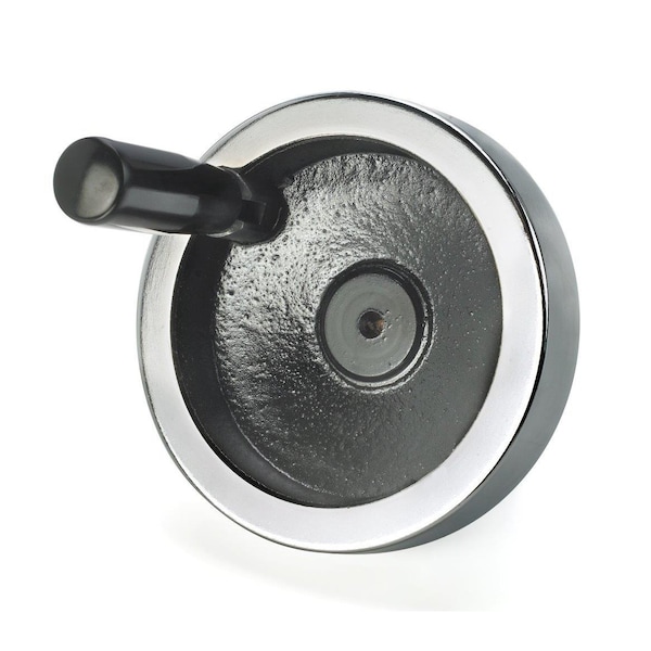 Morton Chrome Plated Dish Handwheel with Fold-Away Handle, 5.91" Diameter, Cast Iron Web Design - HW-71