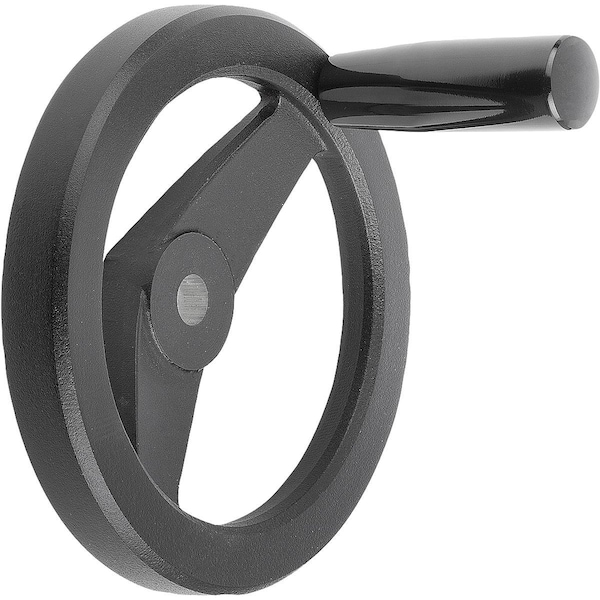 Kipp 2-Spoke Handwheel D1=80 Reamed Hole D2=10H7, Aluminum, Black Powder, Comp:Thermoset, Fixed Grip - K0162.21080X10