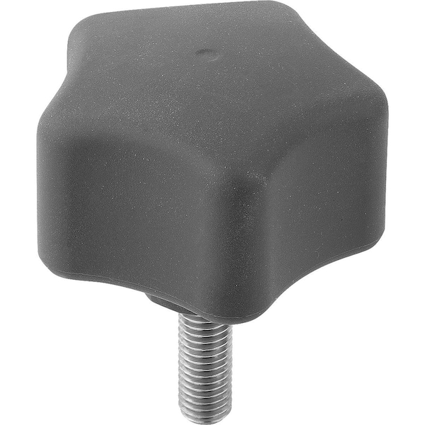 Kipp Five Lobe Grip Ergonomic D=M10X50 D1=63 H=45, Form:L Plastic, Black Ral7021, Comp:Stainless Steel - K0786.06310X50