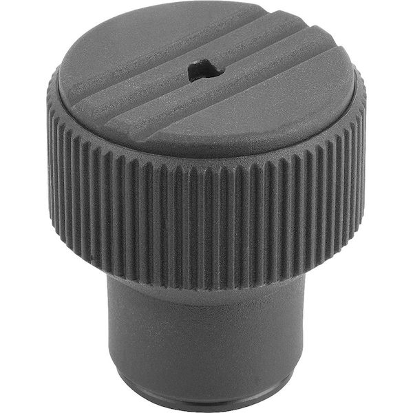 Kipp Torque Knurled Knob Size:3 D=M08, Thermoplastic Black Ral7021, Comp:Steel, Cap:Black Ral7021 - K0277.308