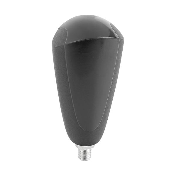 Kipp Revolving Handle, Oval, Size: 1, D= 1/4-20X9, D1= 25, Thermoset, Gloss Black, Comp. Steel - K0651.1A2009