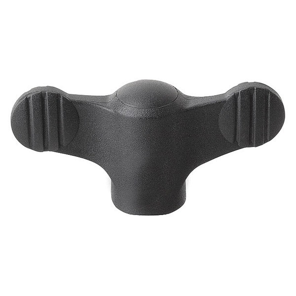 Kipp Wing Grip D=1/4-20 A=50, H=24, Form: K, Plastic Black, Comp: Steel, Blue-Passivated, Cap: Black - K0274.1A2