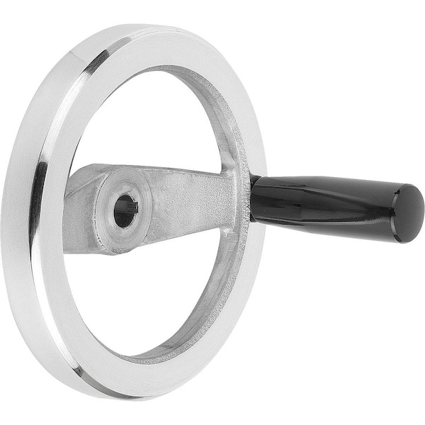 Kipp 2-Spoke Handwheel D1=80 Reamed Hole W Slot D2=12H7, B3=4, T=13, 8, Aluminum, Fixed Grip - K0162.3080X12