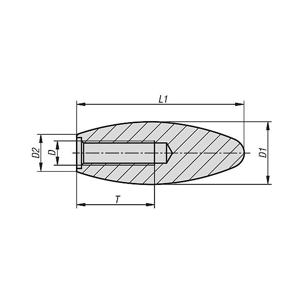 Kipp Oval knob, thermoset PF-31 plastic, M10. Diameter 35 mm. - K1222.101
