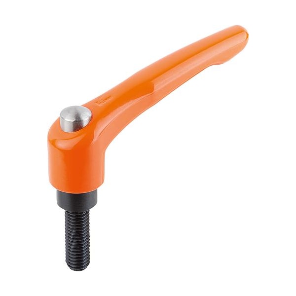 Kipp Adjustable Handle, Mod. Des., Protective Cap Sz. 3, 3/8-16X25, Cast Zinc Orange RAL2004, Steel - K0122.93A42X25