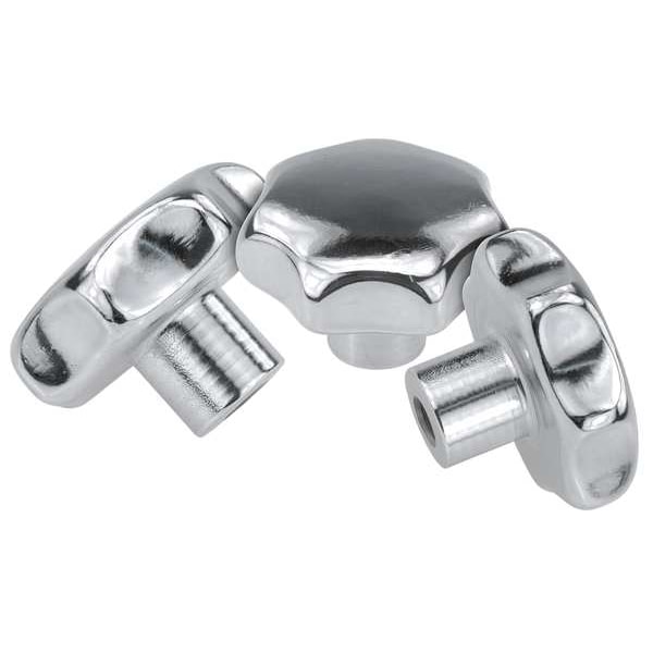 Kipp Star Grip, Form: E, Tapped Blind Hole, DIN 6336, D=1/2-13, D1= 63, H=42, Stainless Steel Polished - K0150.563A52