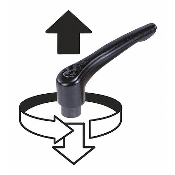 Kipp Adjustable Handle, Modern Design, Sz. 3, 3/8-16X25, Die Cast Zinc Red RAL 3003, Comp: Steel - K0122.3A427X25