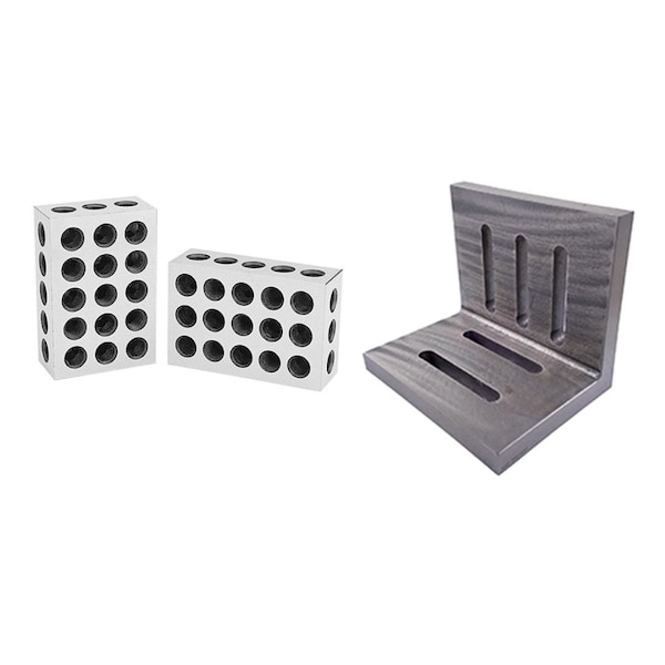 Hhip 8 X 6 X 5" Angle Plate & 1-2-3 Precision Block Set - 9999-0004