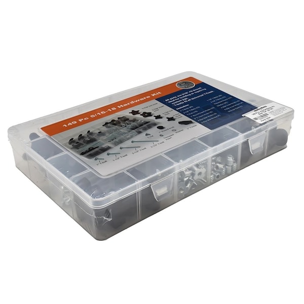 Big Horn 149 Piece Universal T-Track & Jig Hardware Kit-5/16 Inch - 18 TPI - 12621