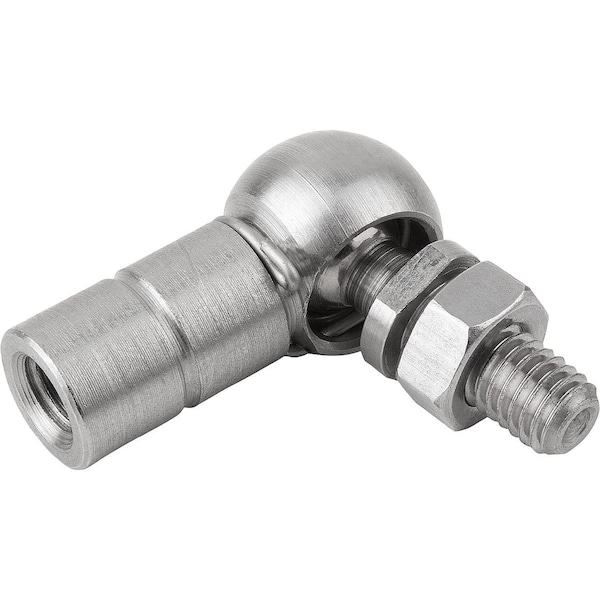 Kipp Angle Joint DIN71802 Left-Hand Thread, M06, Form:Cs W Retaining Clip, Stainless Steel 1.4305 Bright - K0734.100621