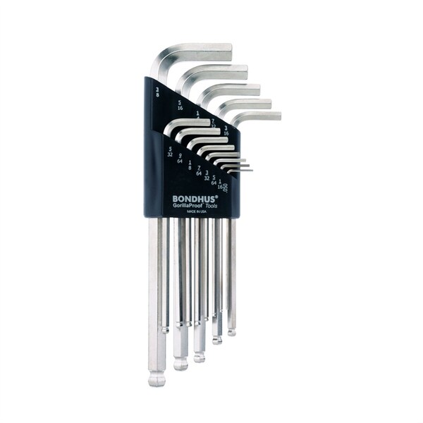 Llave de extremo de bola Bondhus, Llave con acabado de guardia brillante, Negro/Plata, 13 piezas - BND26937